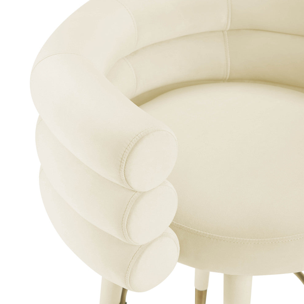 Betty Velvet Barstool, Cream, Counter Height
