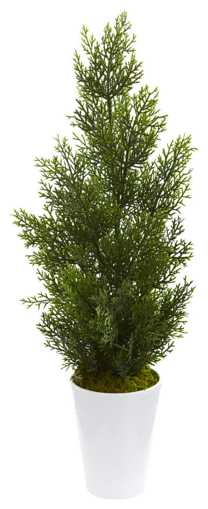 27 Mini Cedar Artificial Pine Tree in Decorative Planter (Indoor/Outdoor)