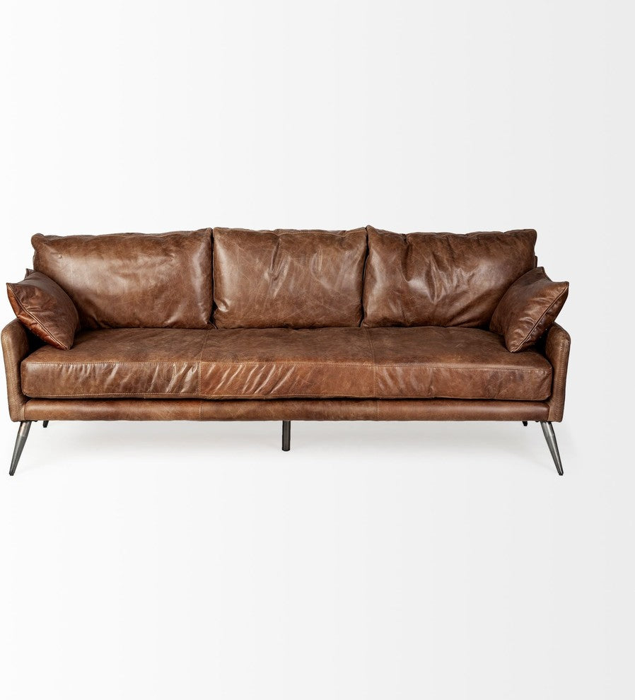 Cochrane II Genuine Brown Leather Three Seater Sofa