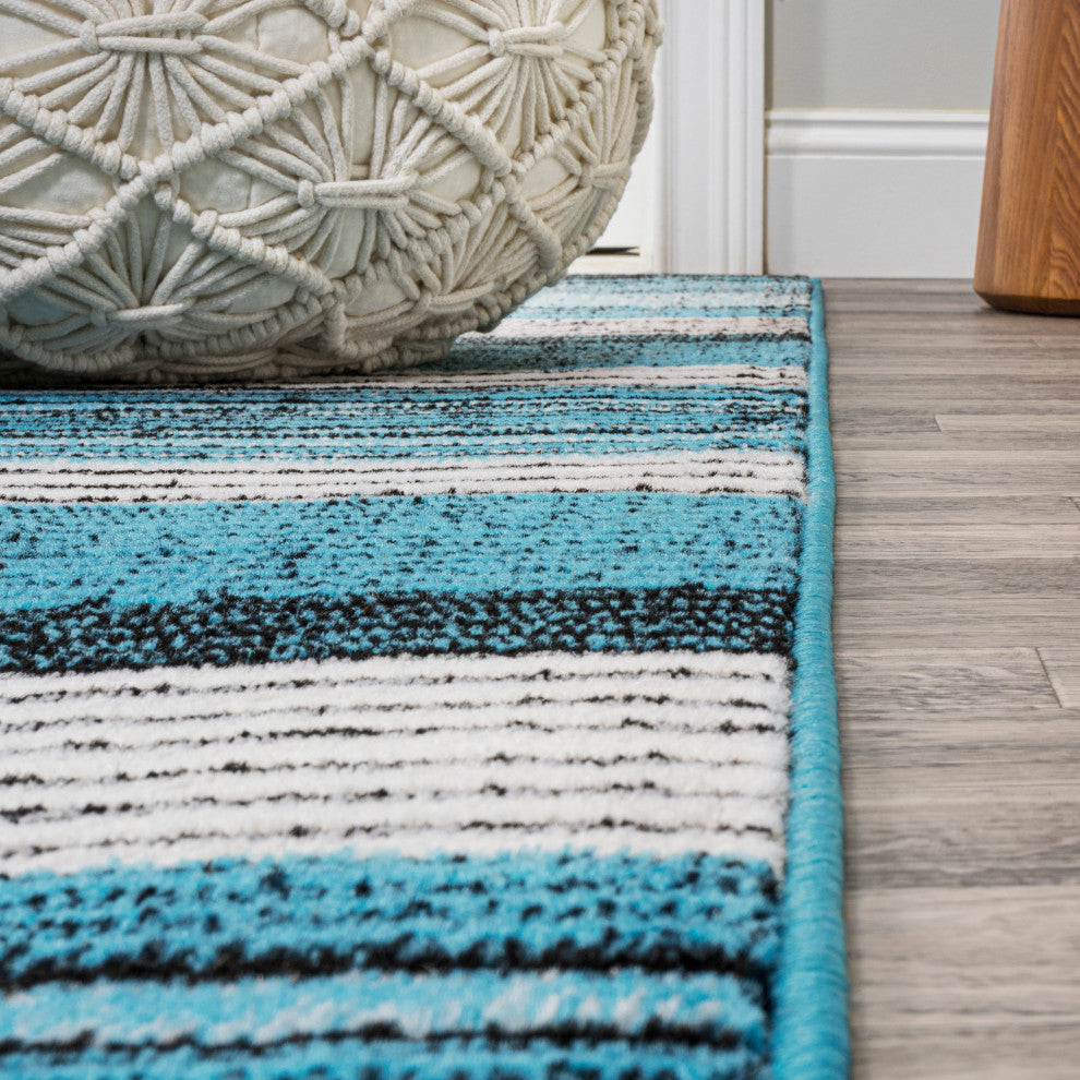 Duxbury Gradient Ticking Striped Blue/Navy 8'x10' Area Rug