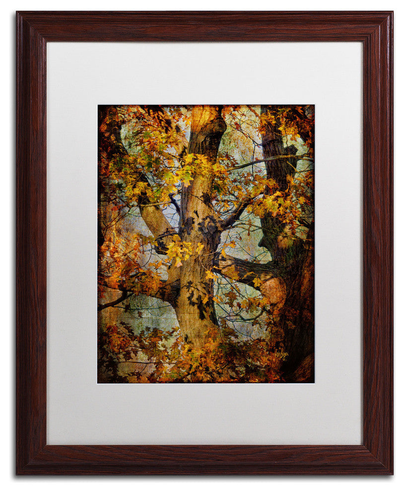 'Autumn Oaks in Dance Mode' Matted Framed Canvas Art by Lois Bryan