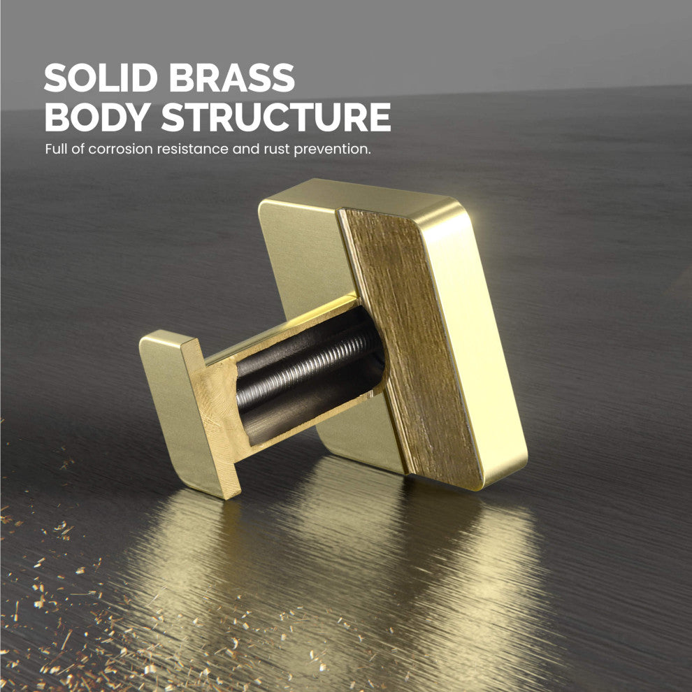 Blaze Bathroom Towel & Robe Hook, Set of 2, Brushed Gold