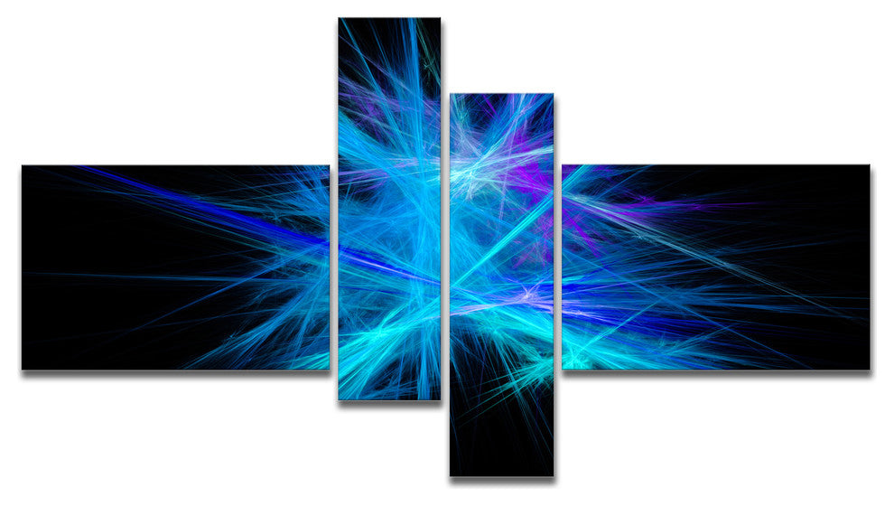 Clear Blue Spectrum of Light, Abstract Canvas Art Print, 60"x32", 4 panels