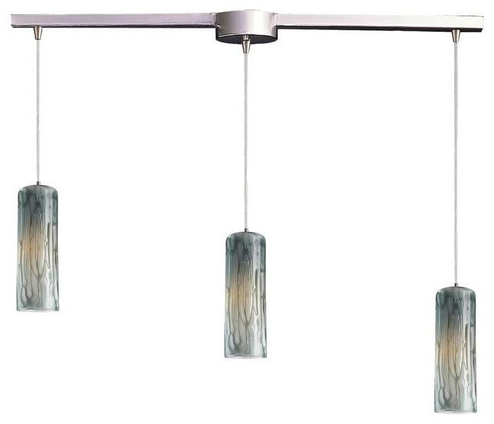 Maple 3-Light Satin Nickel Pendant, Maple Dusk