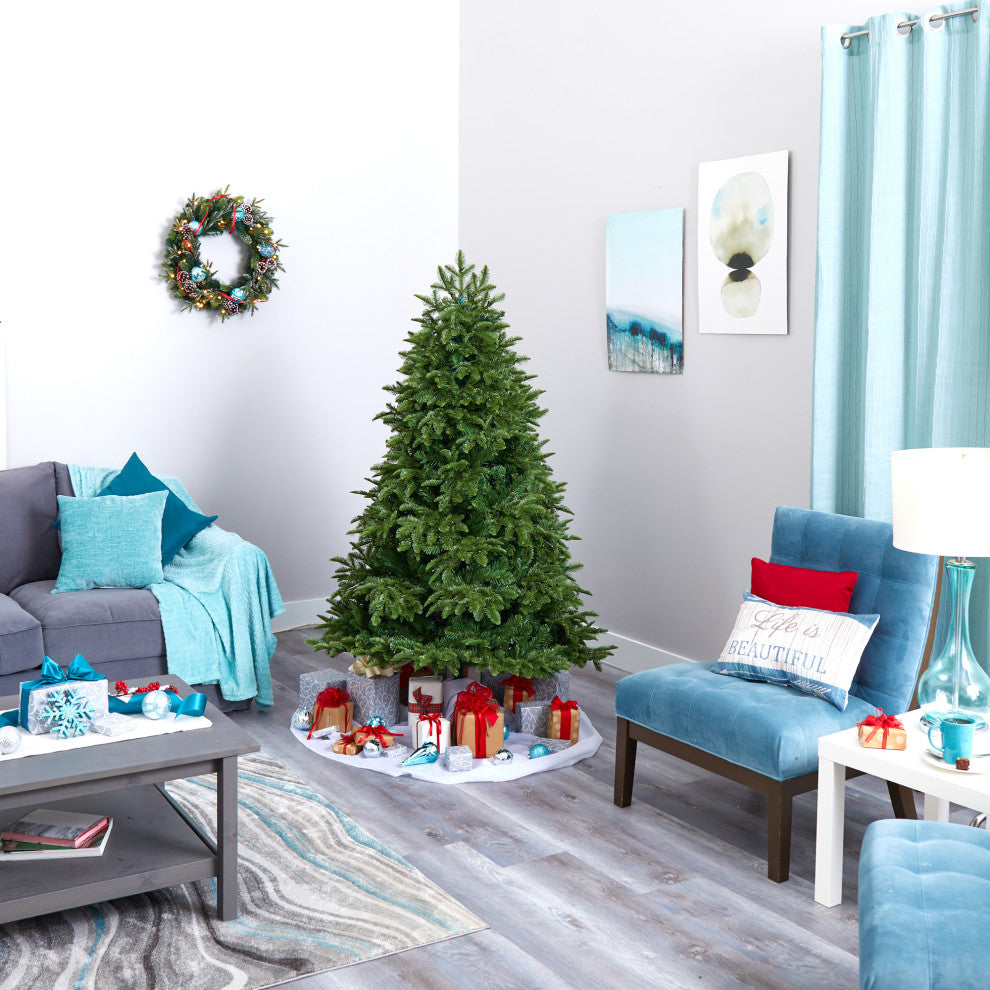 6' Wyoming Fir Faux Xmas Tree With 350 Clear Lights and 844 Bendable Branches