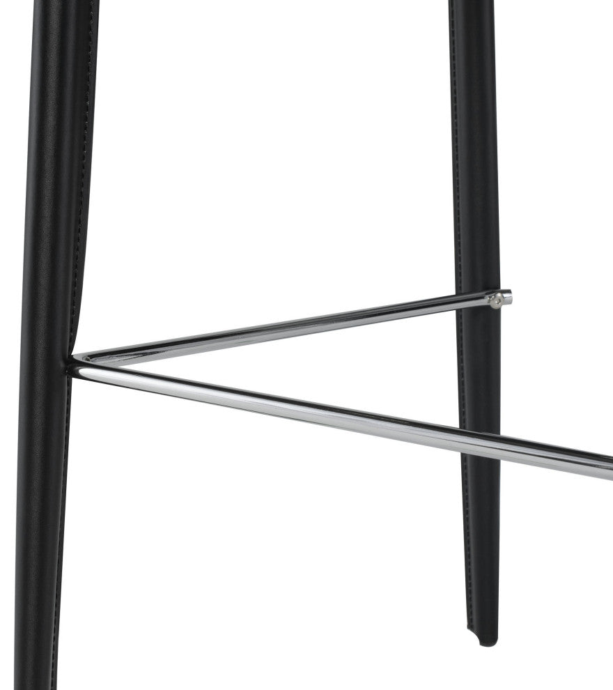 Wayne Bar Stool, Modern Barstool Leather Bar Stool, Black