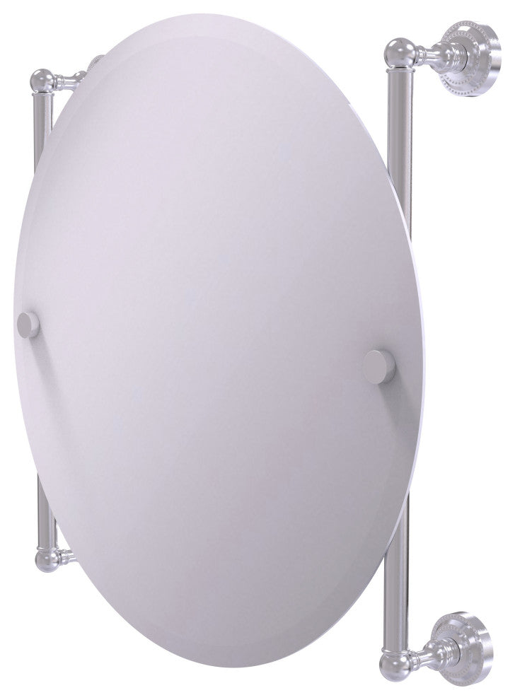 Dottingham Round Frameless Rail Mounted Mirror, Satin Chrome