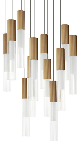 ET2 E11019 Reeds 12 Light 23"W LED Suspension Multi Light Pendant - Gold