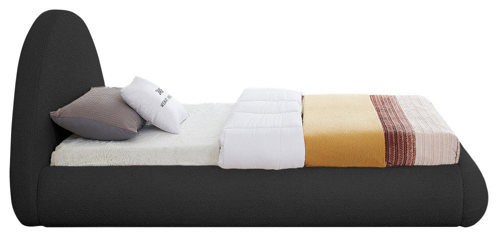 Rudy Black Teddy Fabric Twin Bed