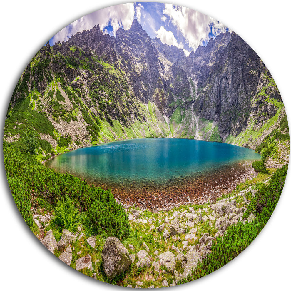 Tatra Mountains At Dawn Panorama, Landscape Disc Metal Wall Art, 38"
