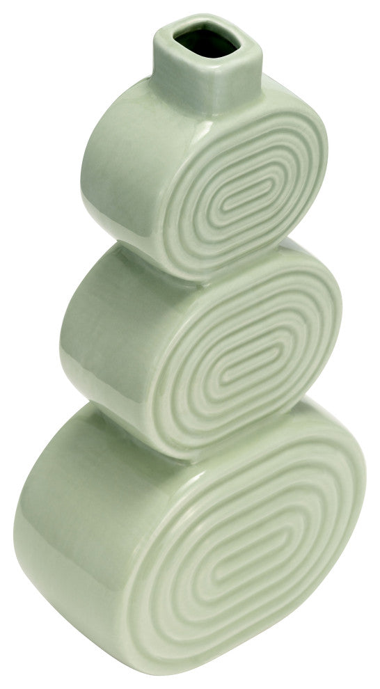 Ceramic 12" Stacked Circles Vase, Cucumber