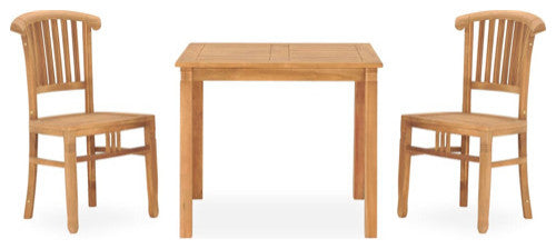 vidaXL Solid Teak Wood Patio Dining Set 3 Piece Wooden Table Chair Seating