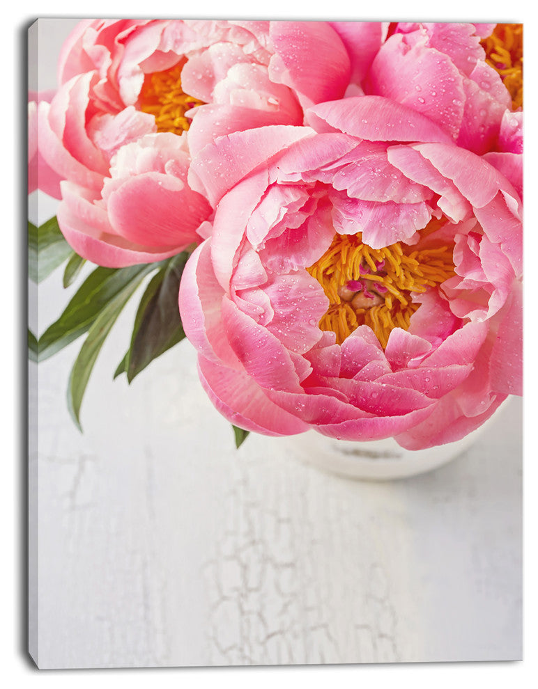 Full Bloom Pink Peony Flowers, Floral Canvas Art Print, 30"x40"