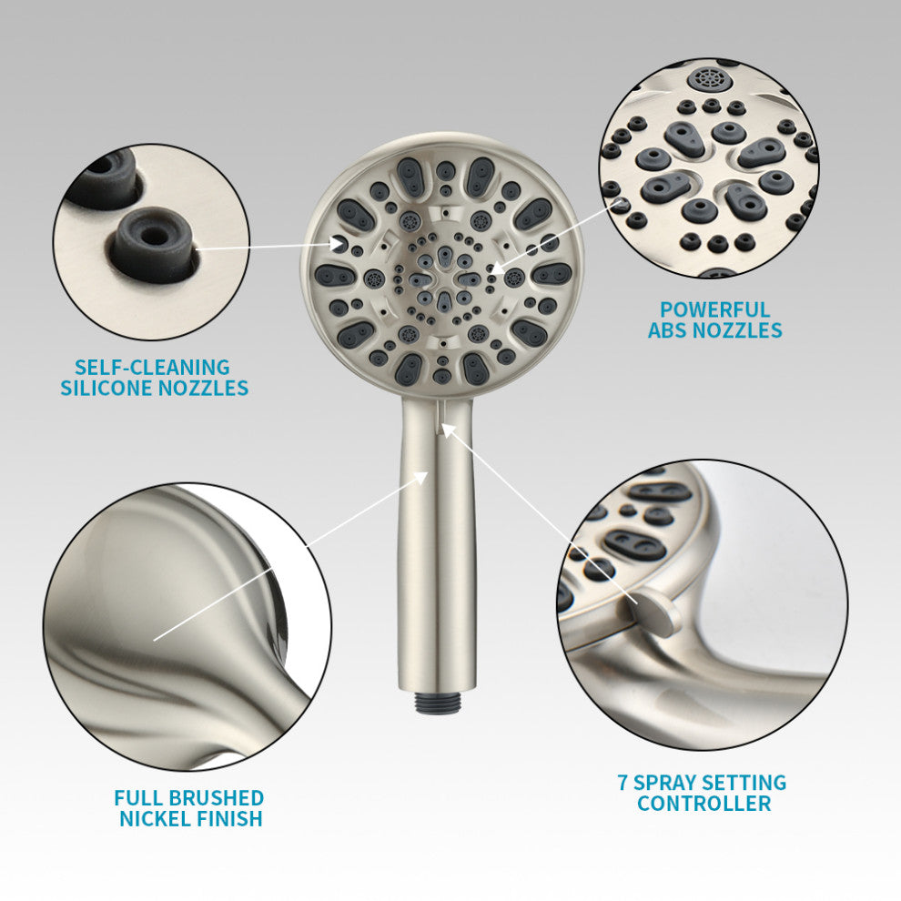 7 Spray Settings Hand Shower Set, Brushed Nickel