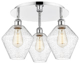 Cindyrella-3 Light 20" Flush Mount-Polished Chrome, Seedy Glass Shade