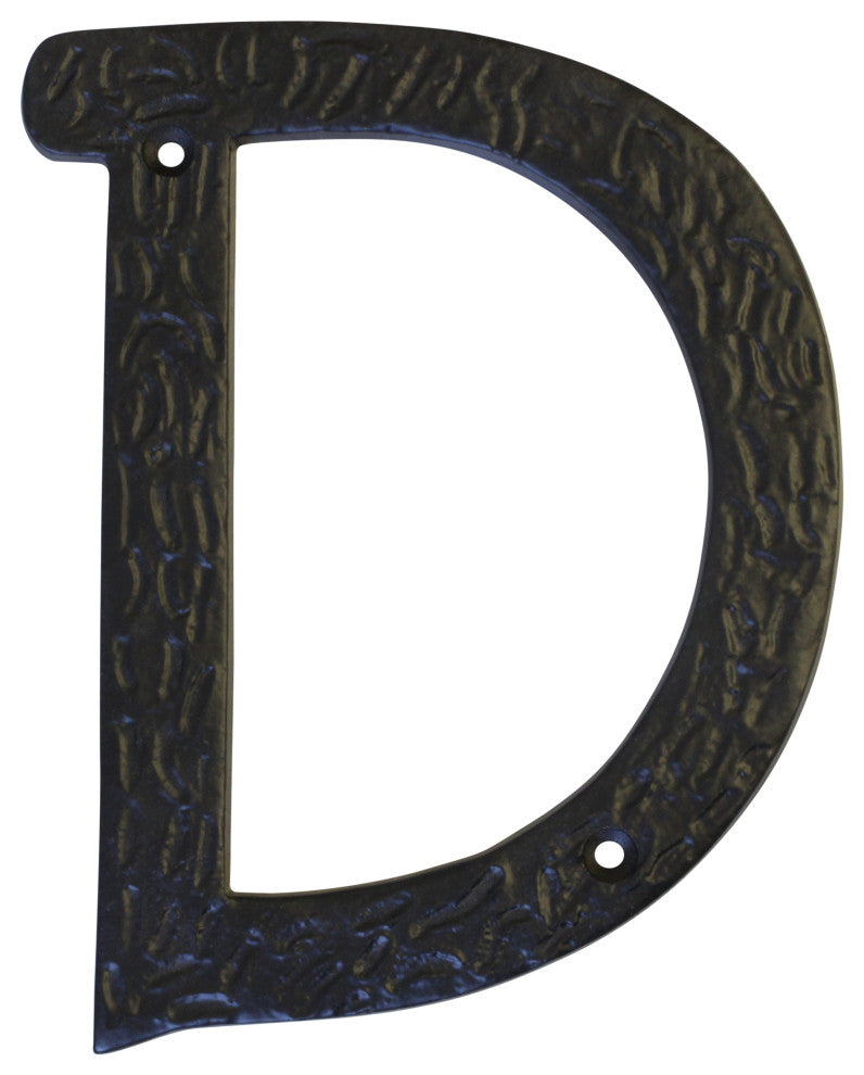 RCH Hardware Iron Vintage Classic House Letter, 6", Black, D