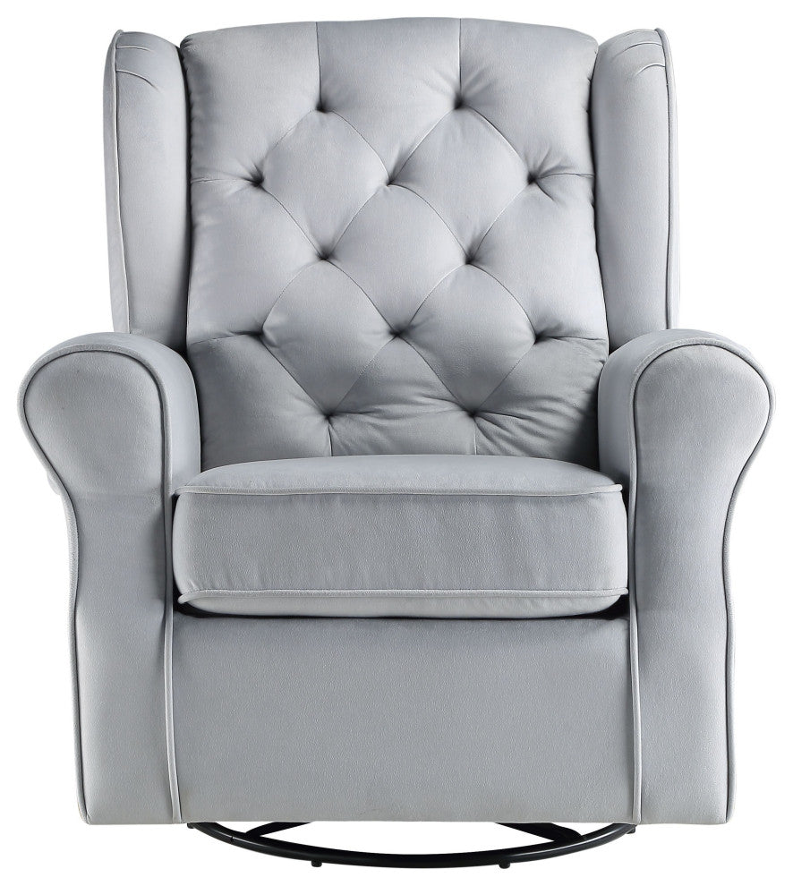 ACME Zeger Swivel Chair with Glider in Gray Fabric