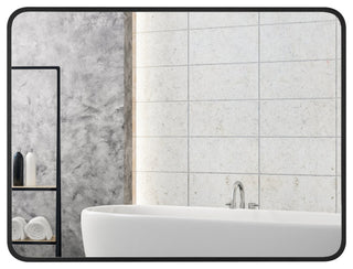 Rounded Rectangular Metal Framed Bathroom Vanity Mirror, 24"x32"