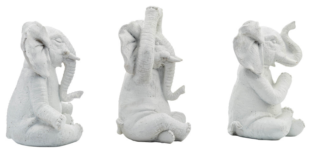 Resin, Set of 3, 8"H, Yoga Elephants