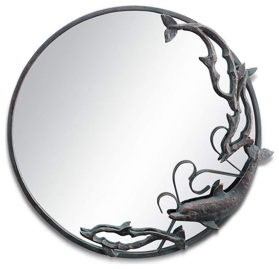 Dolphin Trio Round Wall Mirror