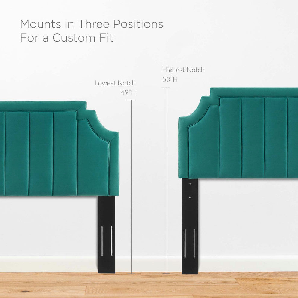 Tufted Headboard, Full Queen Size, Velvet, Teal Blue, Modern Contemporary