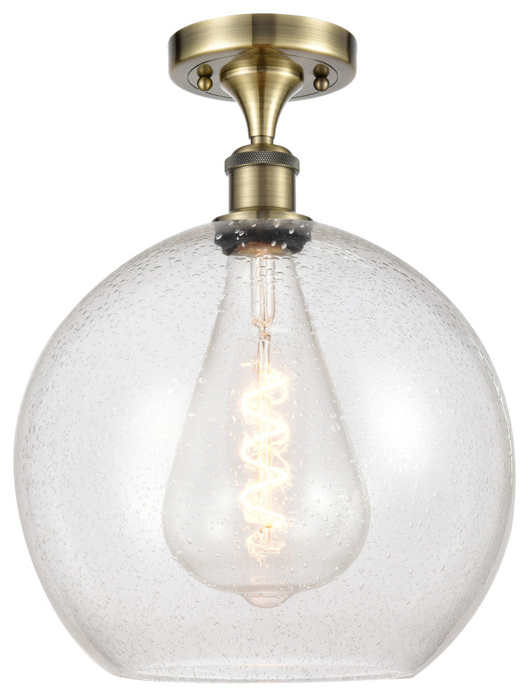Innovations 516-1C-AB-G124-12-LED 1 Light Semi-Flush Mount, Antique Brass