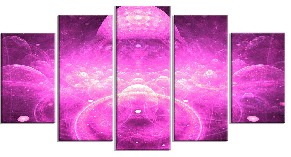 Bright Purple Infinite World, Large Floral Canvas Art Print, 60"x32", 5 Panels