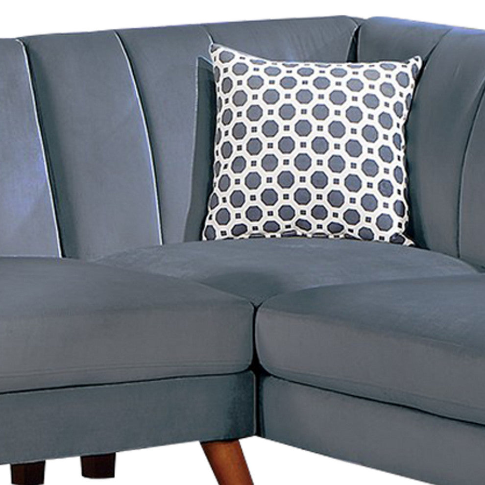 Benzara BM286294 2 Piece L Shape Sectional Sofa, Chaise, Tufted Velvet, Gray