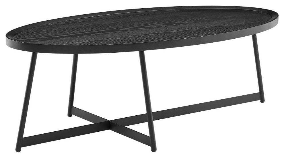 47" Black Metal Oval Coffee Table
