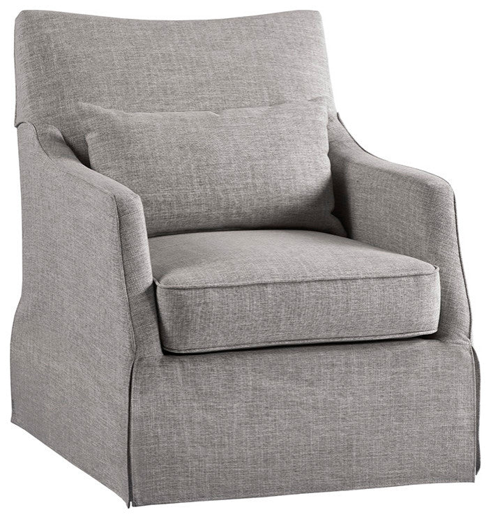 Martha Stewart Upholstered Skirted Swivel Armchair with Pillow, Grey