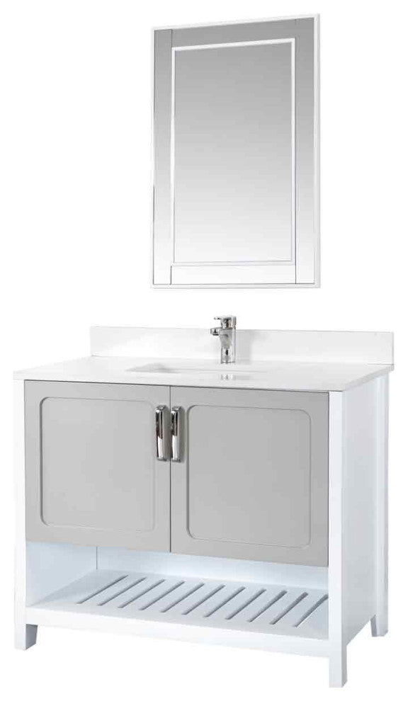 Florin Collection 42" Bathroom Vanity With Sink, Mirror, Countertop, Gray