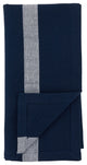 Table Napkins With Banded Design, Set of 4, Navy Blue
