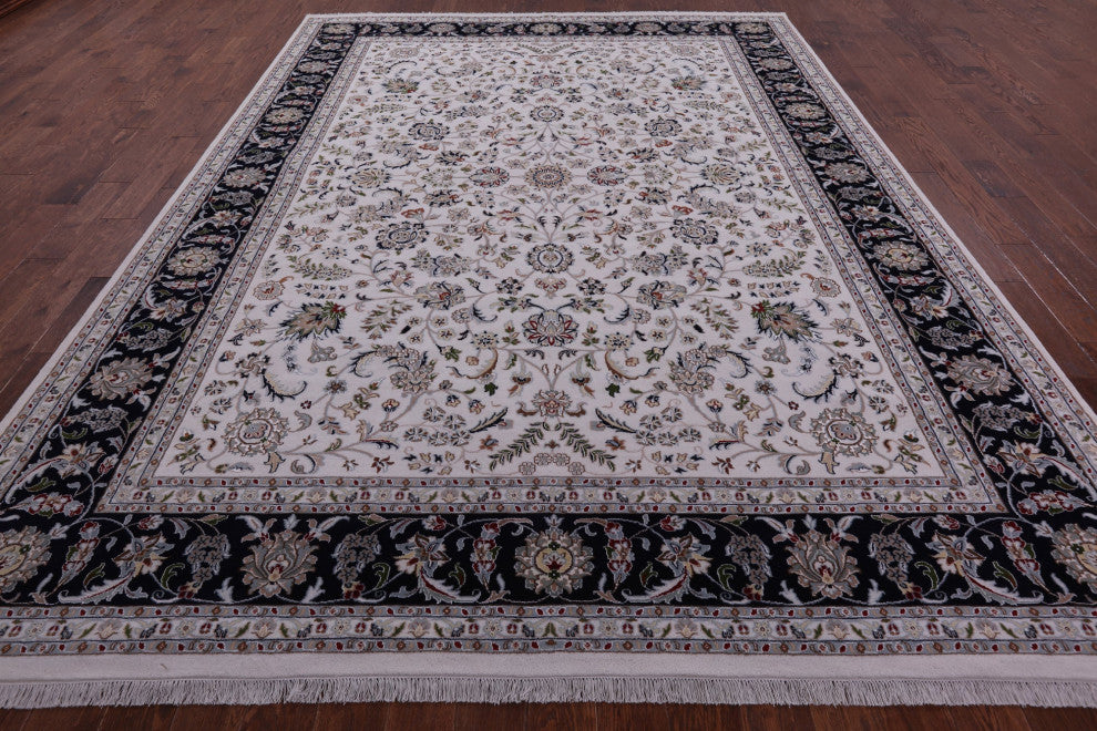 Hand-Knotted Persian Nain Wool & Silk Rug 9' 0" X 12' 5" - Q14747