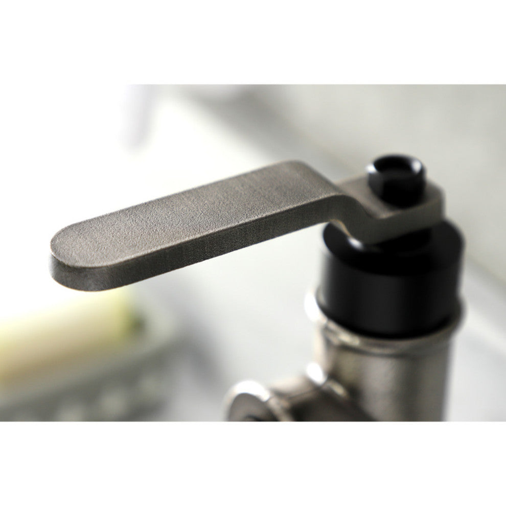Single-Handle Bathroom Faucet With Push Pop-Up, Matte Black/Black Stainless