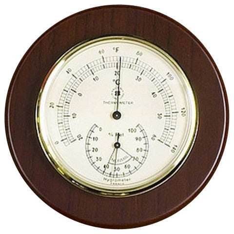 Thermometer With Hygrometer on 5" Cherry Wood