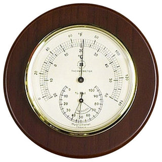 Thermometer With Hygrometer on 5" Cherry Wood