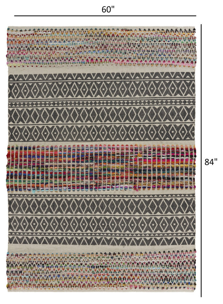 5' x 7' Colorful Traditional Chindi Area Rug