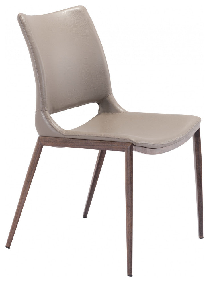 Set of Two Gray Faux Leather and Espresso Mod Ergo Dining Chairs