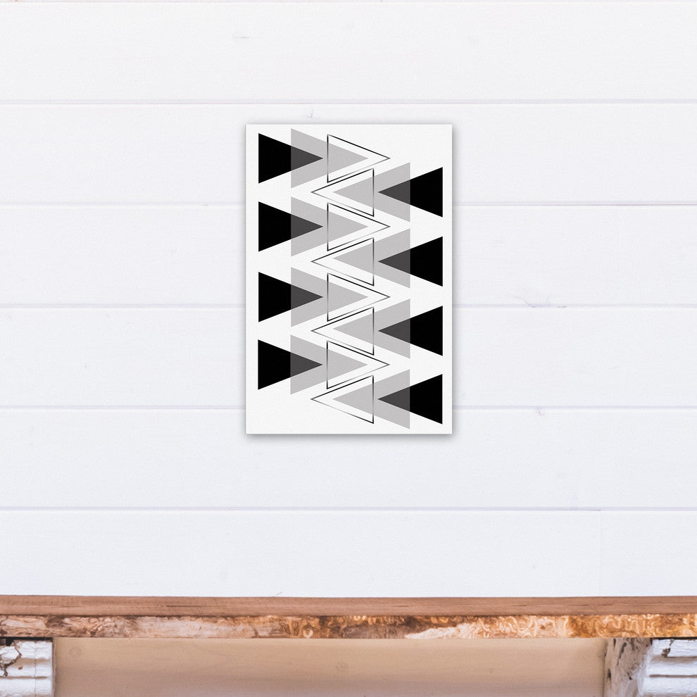 Modern Black and White Triangles Print on Canvas