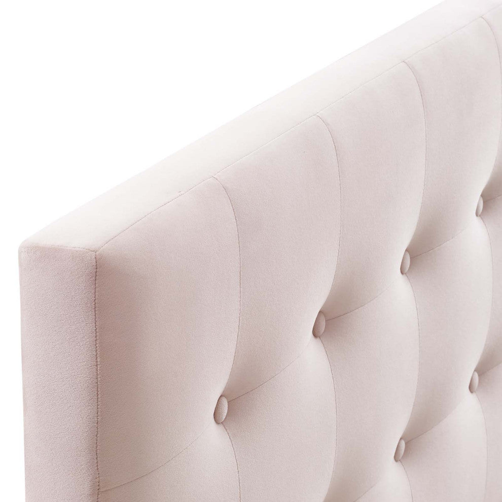 Pink Emily Full Biscuit Tufted Performance Velvet Headboard
