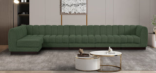 Quinn Chenille Upholstered 6-Piece L-Shaped Modular Sectional, Green