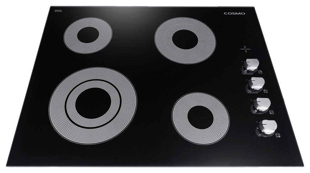 Cosmo 24" Electric Ceramic Glass Cooktop With 4 Elements, Dual Zone Element