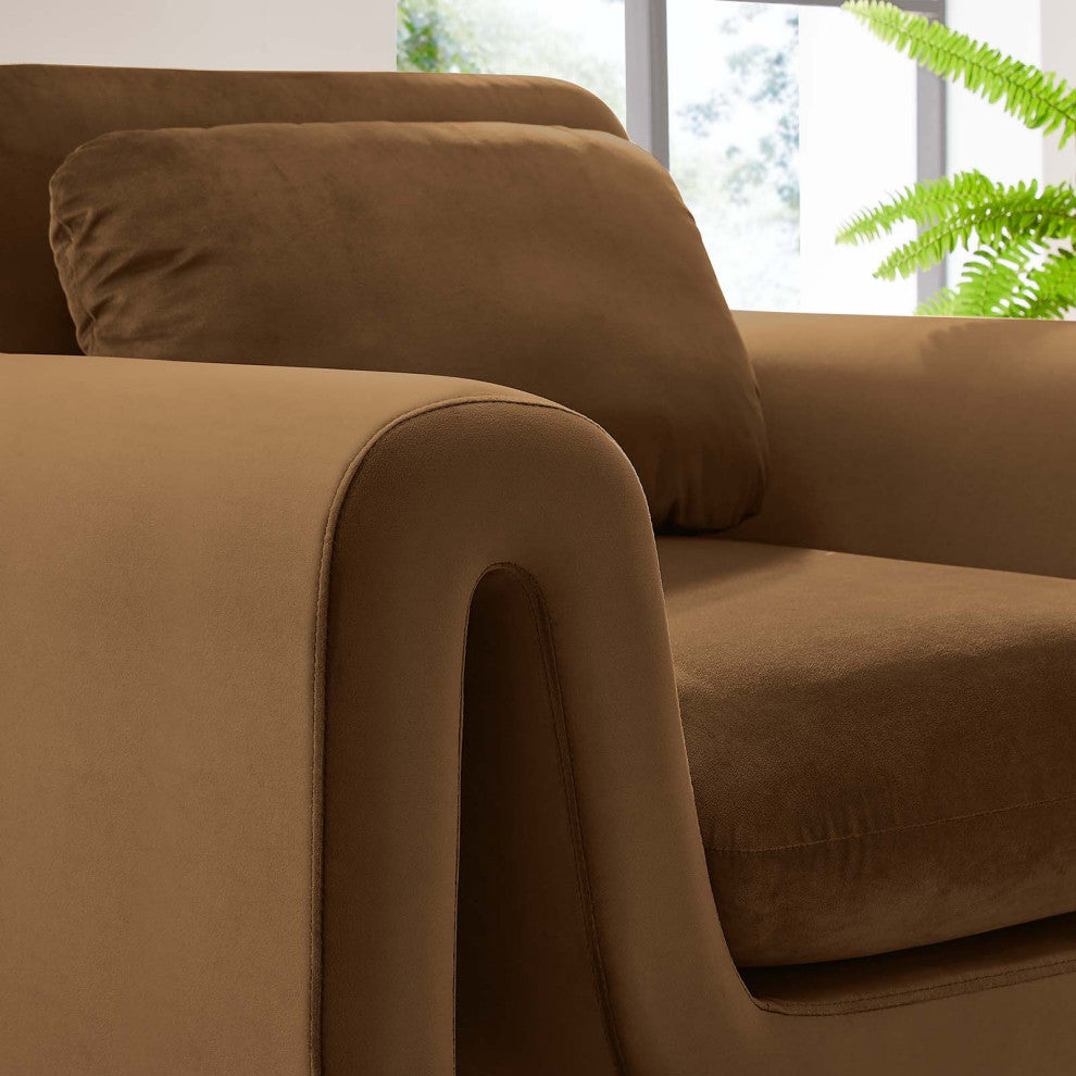 Waverly Performance Velvet Armchair - Brown