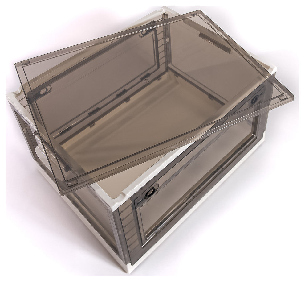Easy Tidy Stackable Side Opening Collapsible Storage Box Sets, White, Xlarge