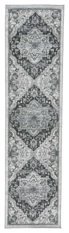 Alexandria Yana Power-Loomed Polypropylene Area Rug, Dark Gray, 2'6" X 10'3"
