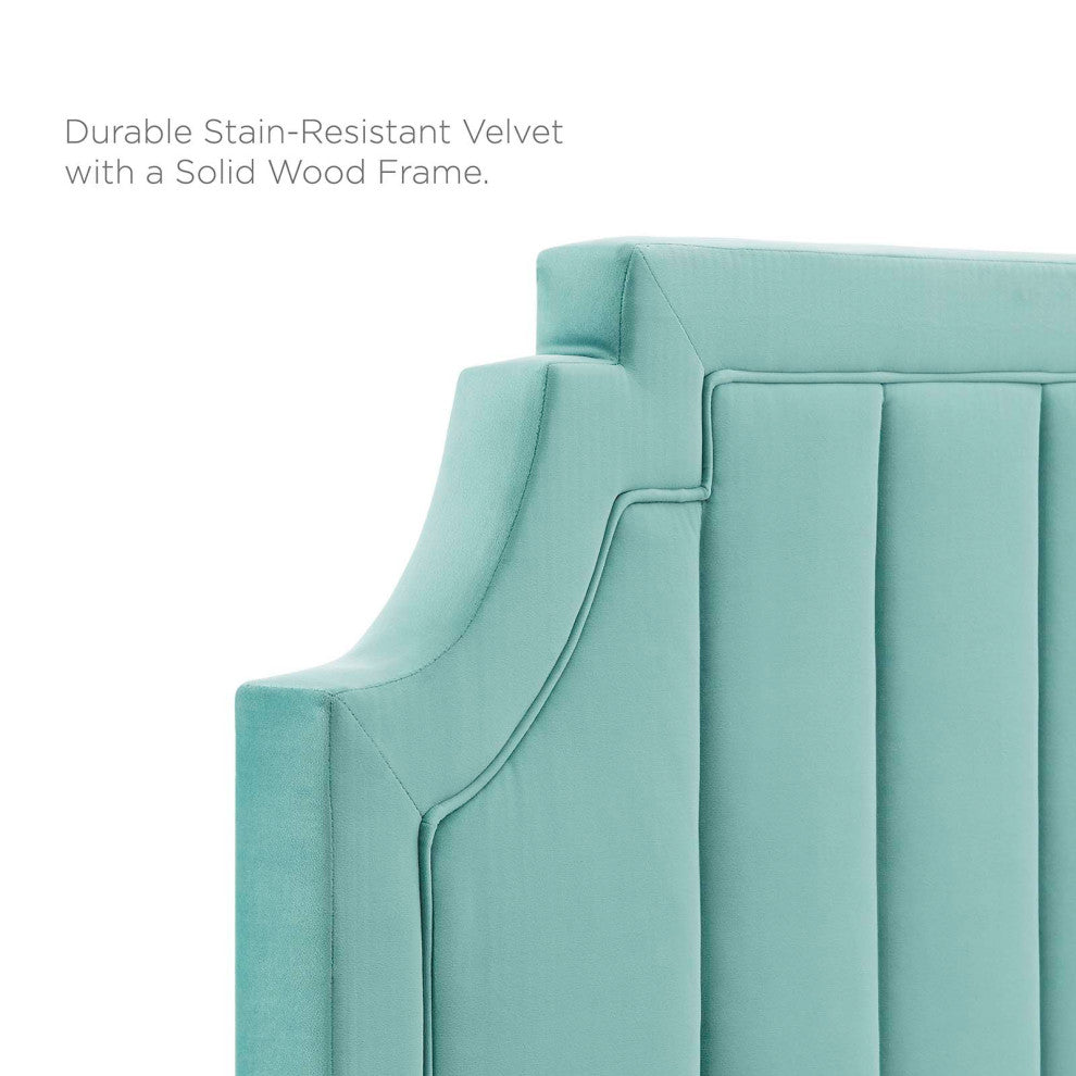 Alyona Channel Tufted Performance Velvet Full/Queen Headboard-Mint