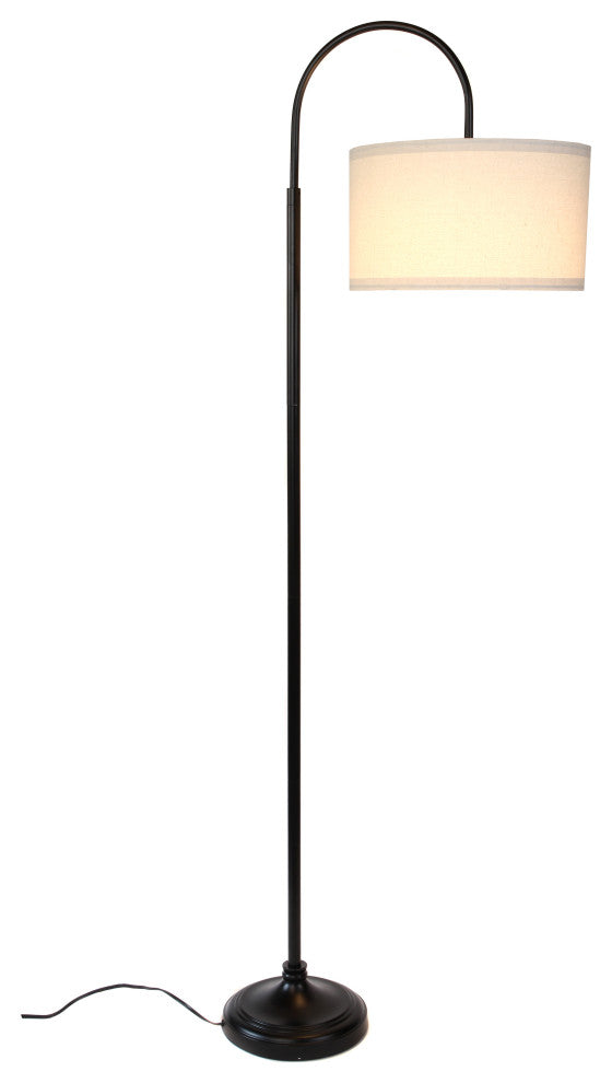 Brightech Nora LED Floor Lamp Arched Standing Lamp, Drum Shade, Black