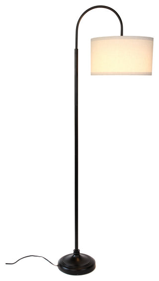 Brightech Nora LED Floor Lamp Arched Standing Lamp, Drum Shade, Black