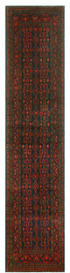 Fine Vintage Distressed Braddock Navy/Red Runner, 3'9x17'2