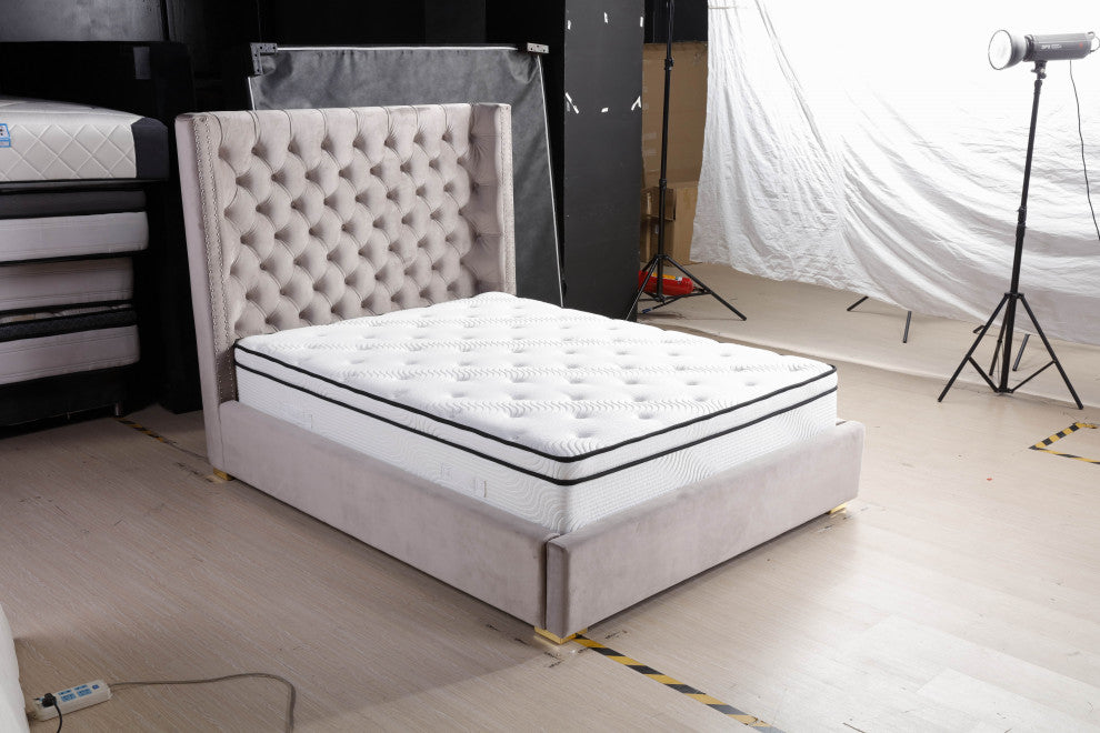 12"? Medium Euro Top Gel Memory Foam Hybrid Pocket Spring Mattress, King